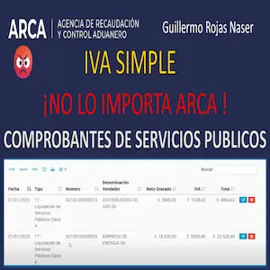 Aviso en IVA SIMPLE ARCA sobre la no importación automática de comprobantes de servicios públicos