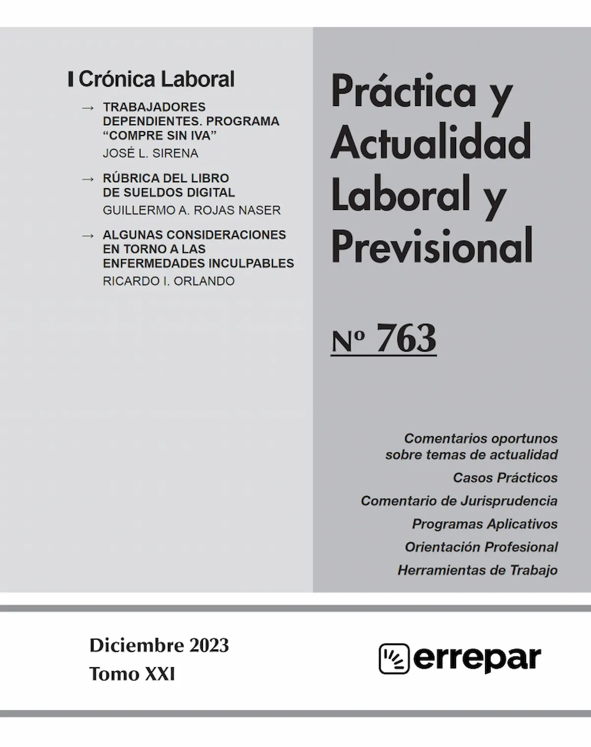 Guillermo Rojas Naser — publicación Errepar PAL 763 (diciembre 2023)