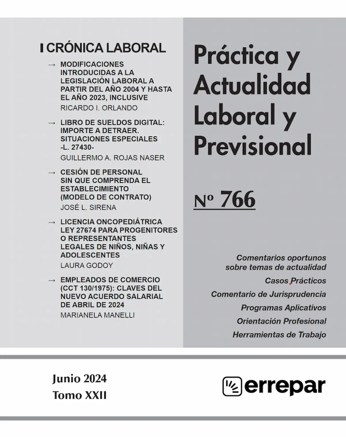 Guillermo Rojas Naser — publicación Errepar PAL 766 (junio 2024)